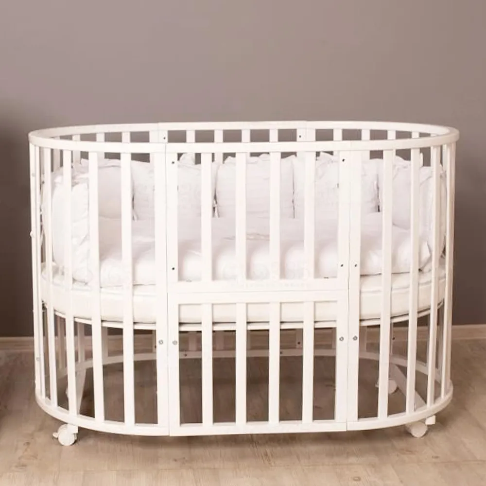 кроватка трансформер для новорожденных с пеленальным столиком круглая